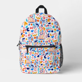 Mochila Impresa Colorful Abstract Doodle Backpack – Retro 90s Aest