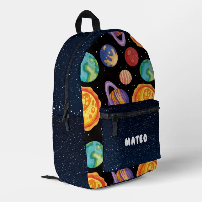 Mochila Impresa Colorful Planets and Stars Outer Space School (Esquina izquierda trasera)