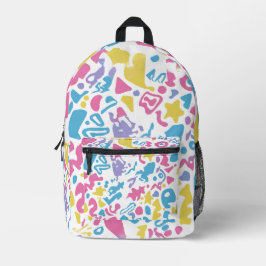 Mochila Impresa coloridas formas alegres y divertidas en tonos pas