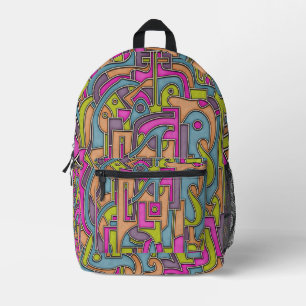 Mochila Impresa Colorido abstracto geométrico de los 60 Mod