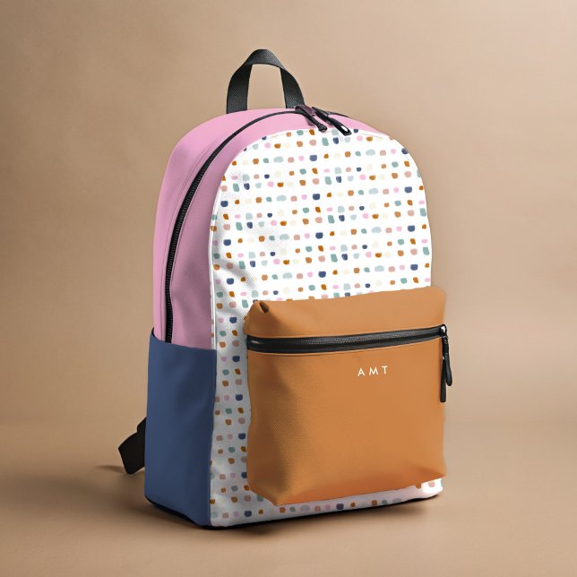 Mochila Impresa Colorido de nombres personalizados de puntos de po (Painted Polka Dot Spots Personalized Name Colorful Printed Backpack)