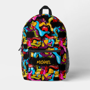 Mochila Impresa Colorido graffiti de neón arte callejero hip hop p