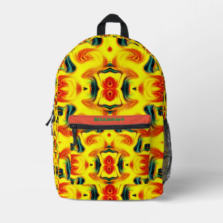 Mochila Impresa Colorido Naranja Amarillo Gitano Verde Resumen