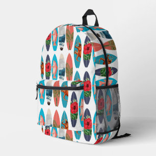 Mochila Impresa Colorido patrón de tablas de surf retro para volve