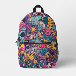 Mochila Impresa Colorido Patrón Floral Hippie para Niños