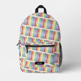 Mochila Impresa Colorido Rainbow Crayons Custom Name School