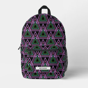 Mochila Impresa Colorido Retro Geométrico Triángulos Neón 80's Neg