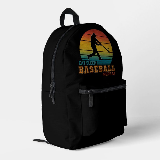 Mochila Impresa Comer Dormir Béisbol Repetir (Esquina izquierda trasera)