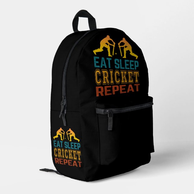 Mochila Impresa Comer Dormir Críquet Repetir (Esquina izquierda trasera)