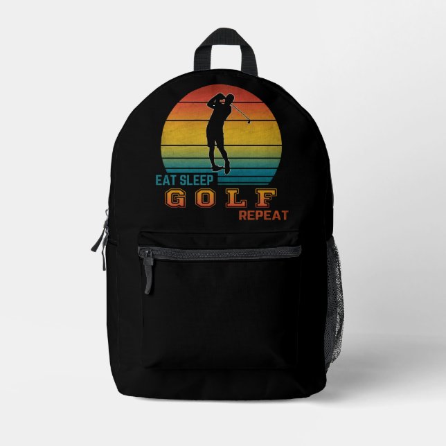 Mochila Impresa Comer Dormir Golf Repetir (Anverso)