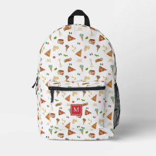 Mochila Impresa Comida Italiana Pizza Pasta Tiramisu Monogramado