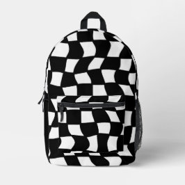 Mochila Impresa Comprobación retro de onda en blanco y negro