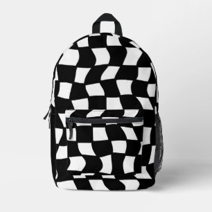 Mochila Impresa Comprobación retro de onda en blanco y negro