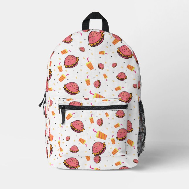 Mochila impresa con motivos de hamburguesas (Anverso)