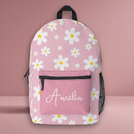 Mochila impresa con nombre de margarita blanca con