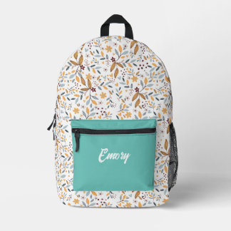 Mochila impresa con nombre personalizado con flora