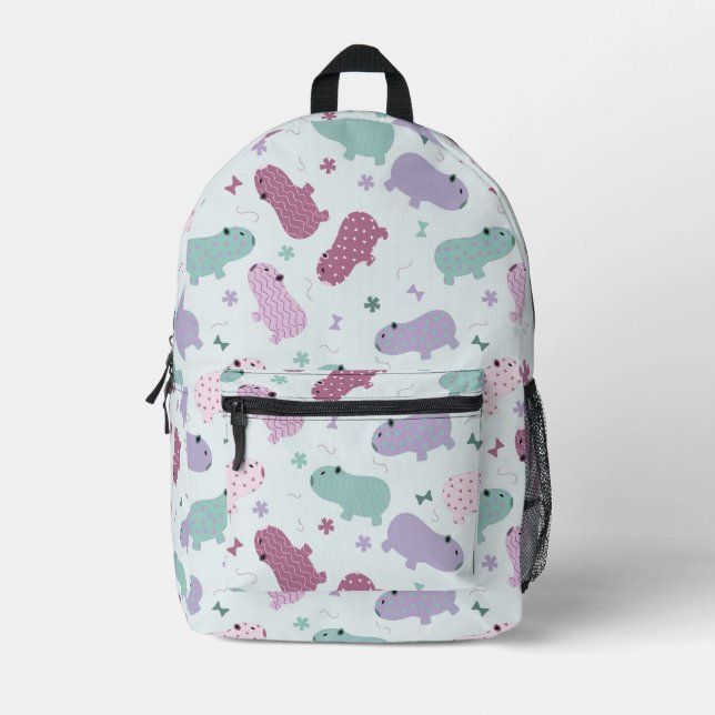 mochila impresa con patrón de capibara (Anverso)