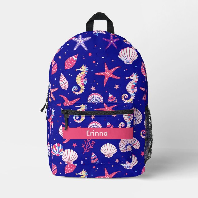 Mochila Impresa Conchas Caballitos de mar y Estrellas de mar (Anverso)
