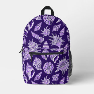 Mochila Impresa conchas de mar moradas playa océano, conchas de ma