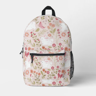 Mochila Impresa Conejito y Botánicas Dulce Cottagecore