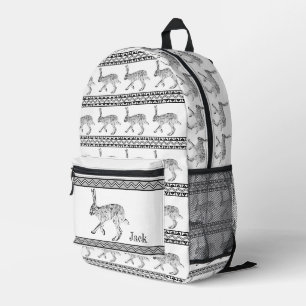 Mochila Impresa Conejo de cola negra y personalizado geométrico de