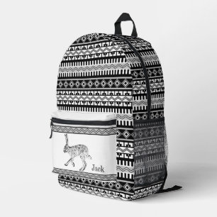 Mochila Impresa Conejo de cola negra y personalizado geométrico de