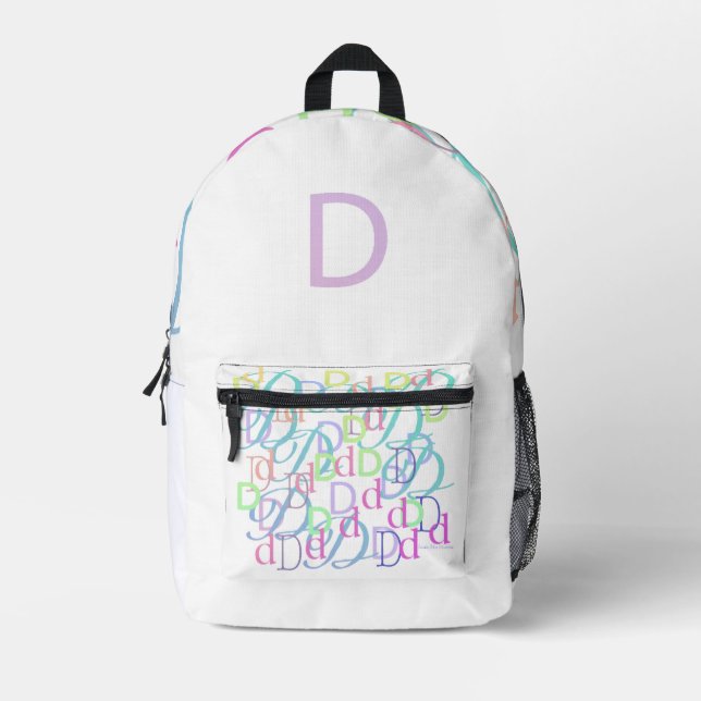 Mochila Impresa Confeti de Letras "D" (Anverso)