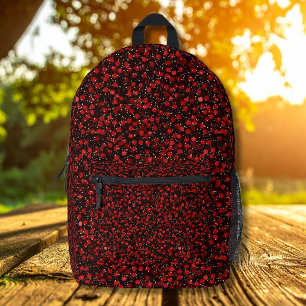 Mochila Impresa Confeti Rojo Elegante sobre Estilo de Brillo Negro