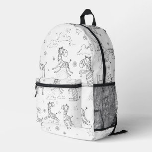 Mochila Impresa Conjunto de líneas de animales de cebra