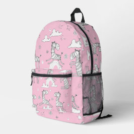 Mochila Impresa Conjunto de líneas de animales de cebra