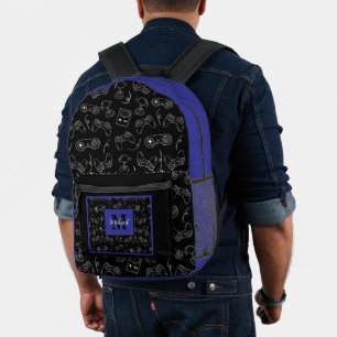 Mochila Impresa Controlador de videojuegos moderno con monograma d