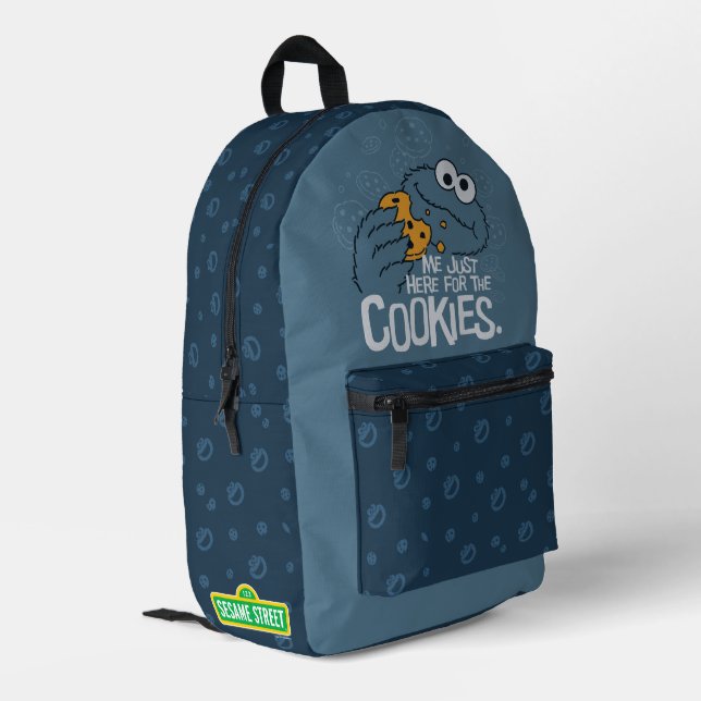 Mochila Impresa Cookie Monster | Yo solo aquí para las galletas (Esquina izquierda trasera)