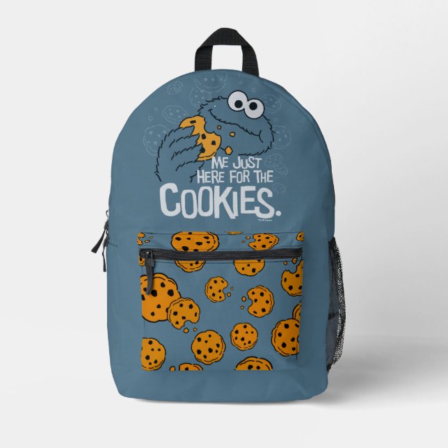 Mochila Impresa Cookie Monster | Yo solo aquí para las galletas (Anverso)
