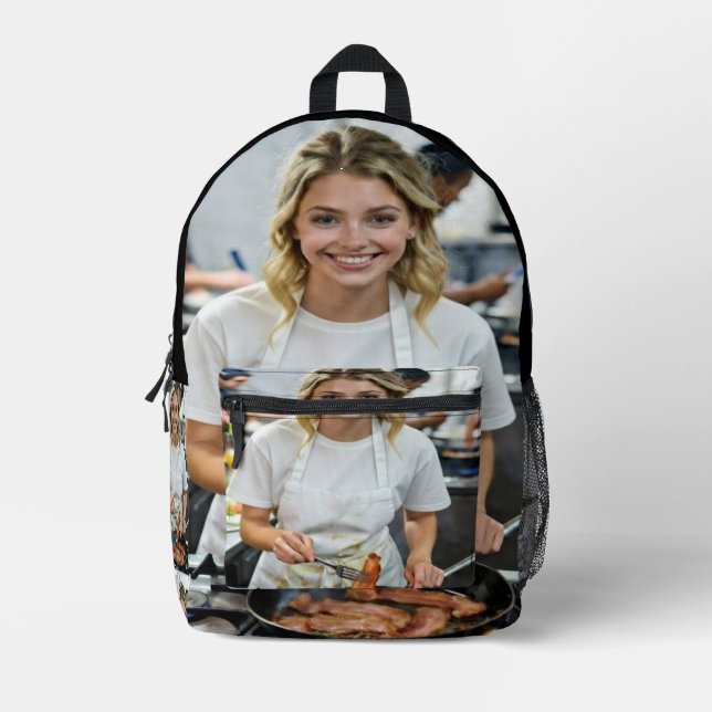 Mochila Impresa Cooking Bacon Photo Customize (Anverso)