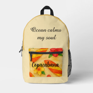 Mochila Impresa Copacabana Beach Watercolor Floral Tropical