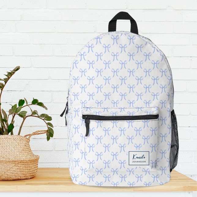 Mochila Impresa Coqueta azul de Bonito cruda dobla monograma (Subido por el creador)