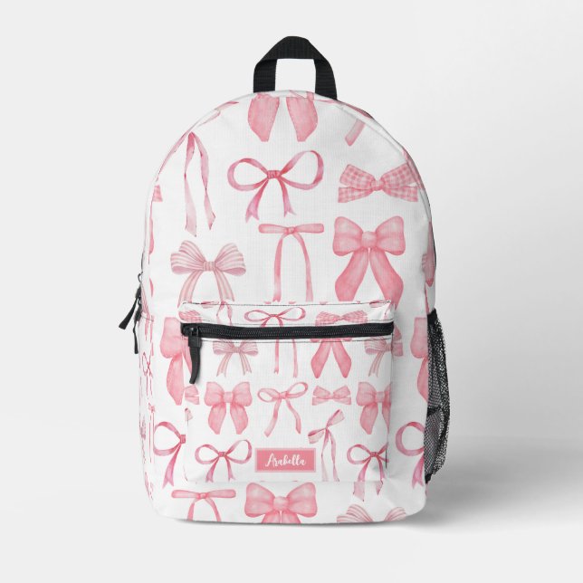 Mochila Impresa Coquette Aesthetic Cute Girly Feminly Pink Bow (Anverso)