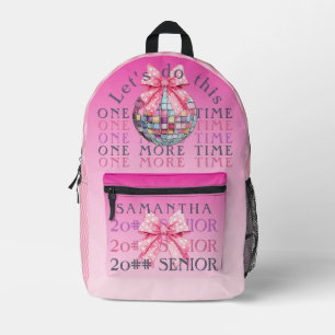 Mochila Impresa Coquette Girly Feminly Disco Ball Pink Bow Senior