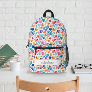 Mochila Impresa Corazón acuarela Colorful Cute Love Nombre persona