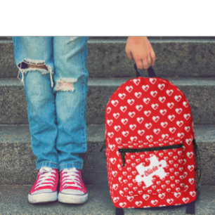 Mochila Impresa Corazón moderno y piezas de rompecabezas Día de