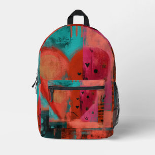 Mochila Impresa Corazón partido de San Valentín rosa rojo grafiti