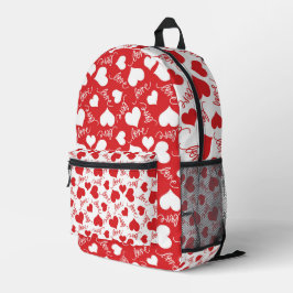 MOCHILA IMPRESA CORAZÓN ROJO Y BLANCO ALEATORIO CON SCRIPT DE AMOR