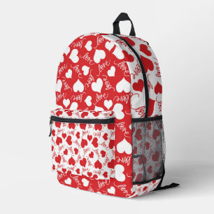 MOCHILA IMPRESA CORAZÓN ROJO Y BLANCO ALEATORIO CON SCRIPT DE AMOR