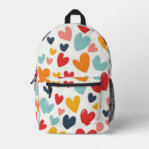 Mochila Impresa Corazones Adorables y Coloridos Doodle Romántico