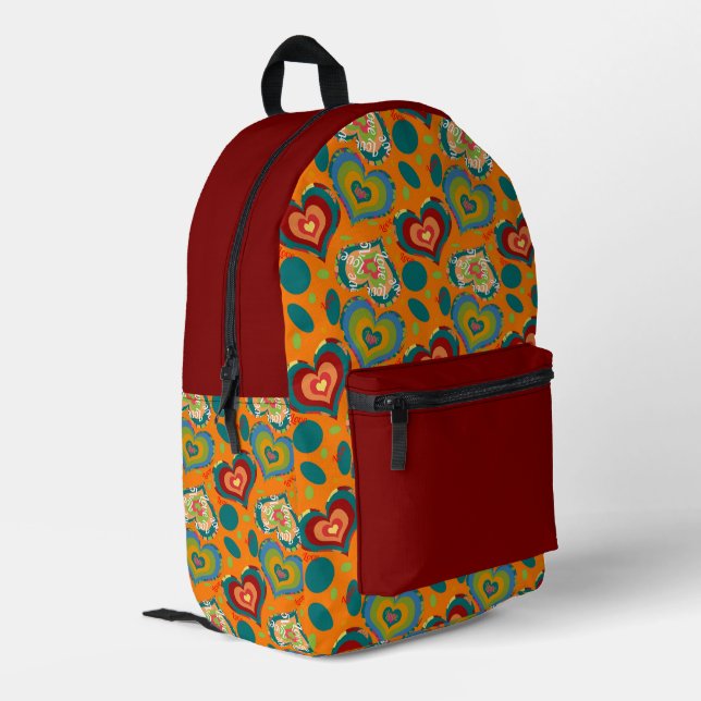 Mochila Impresa Corazones Color Pop  (Esquina izquierda trasera)