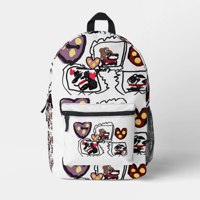 Mochila Impresa corazones de King Charles Spaniel (Anverso)