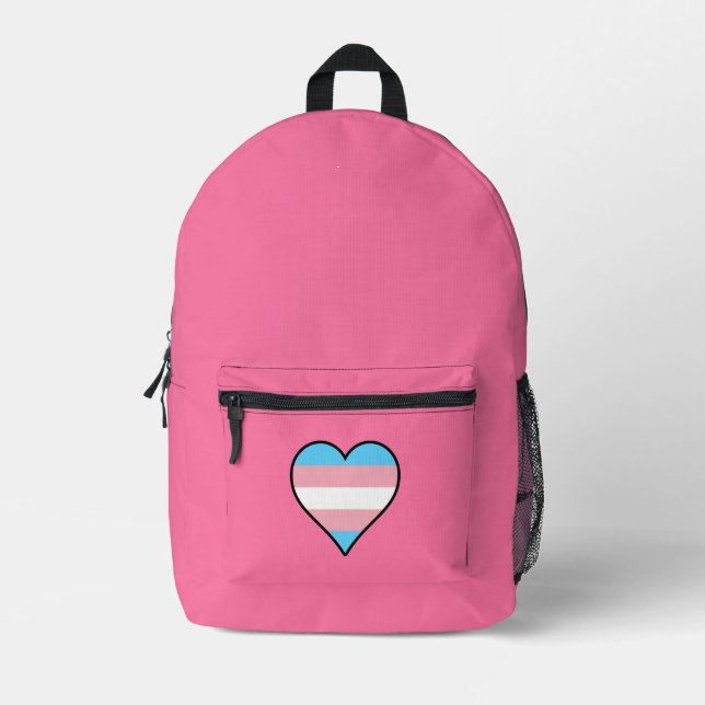 Mochila Impresa Corazones de orgullo transgénero (Anverso)