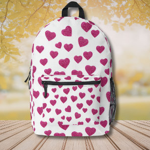 Mochila Impresa Corazones de purpurina rosa trendy de San Valentín