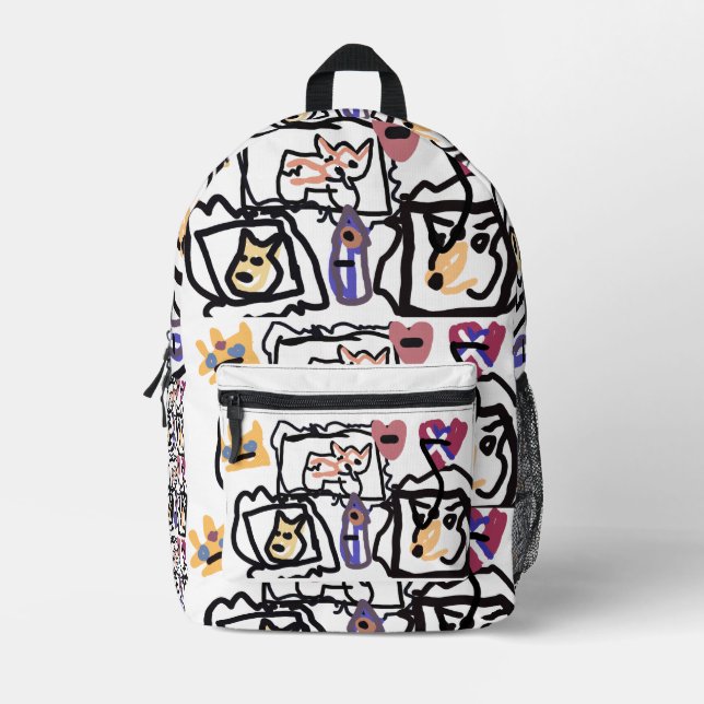 Mochila Impresa corazones de Welsh Corgi (Anverso)