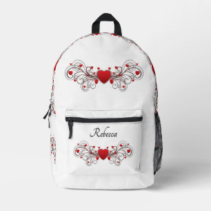 Mochila Impresa Corazones Desfilados en Blanco Personalizados